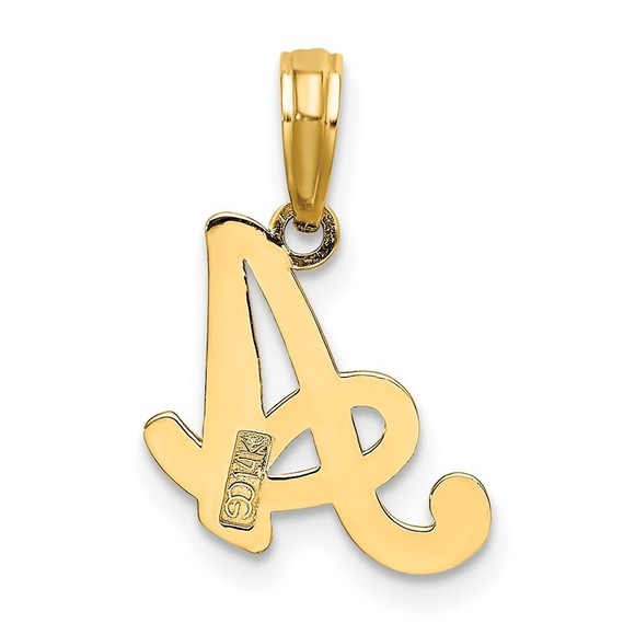 10K Polished A Script Initial Charm - Picture 3 of 4